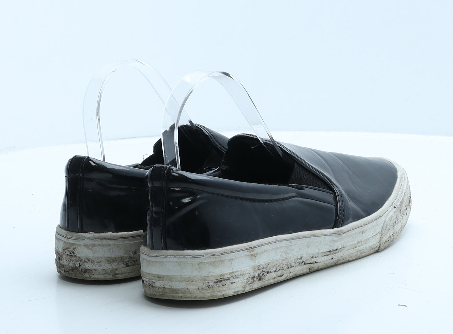 George Womens Black Vinyl Loafer Flat UK 7 41