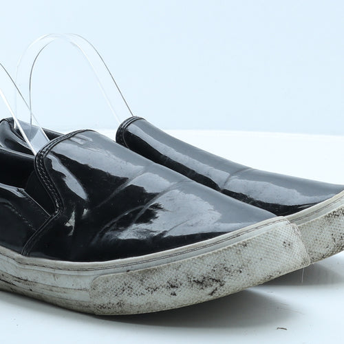 George Womens Black Vinyl Loafer Flat UK 7 41