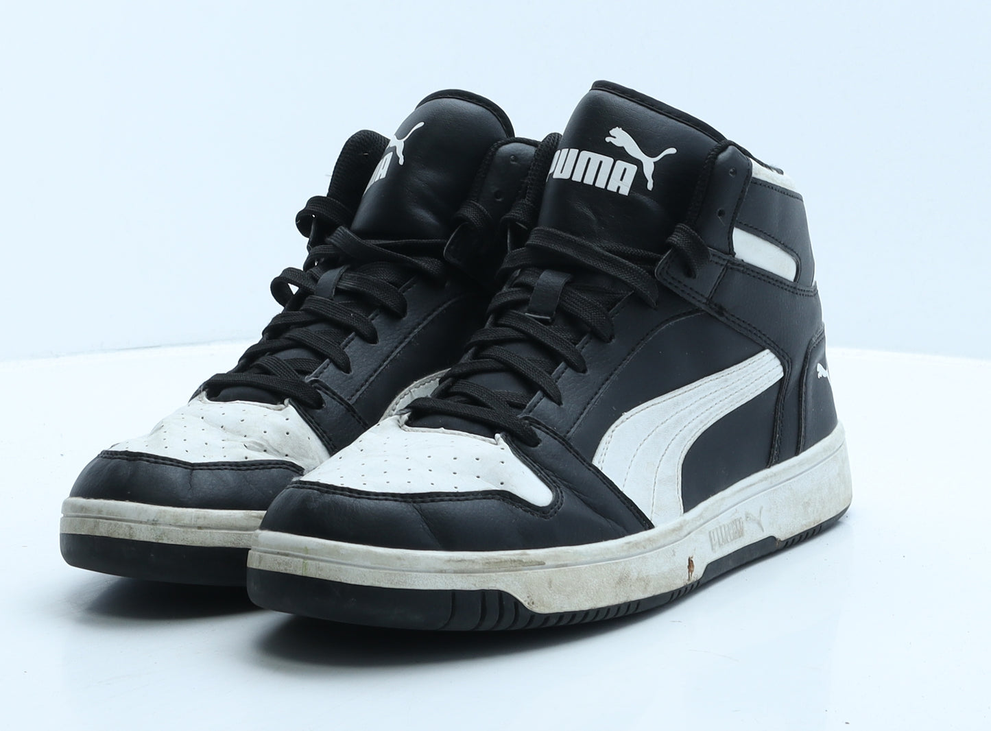PUMA Mens Black Colourblock Leather Trainer UK 9 43