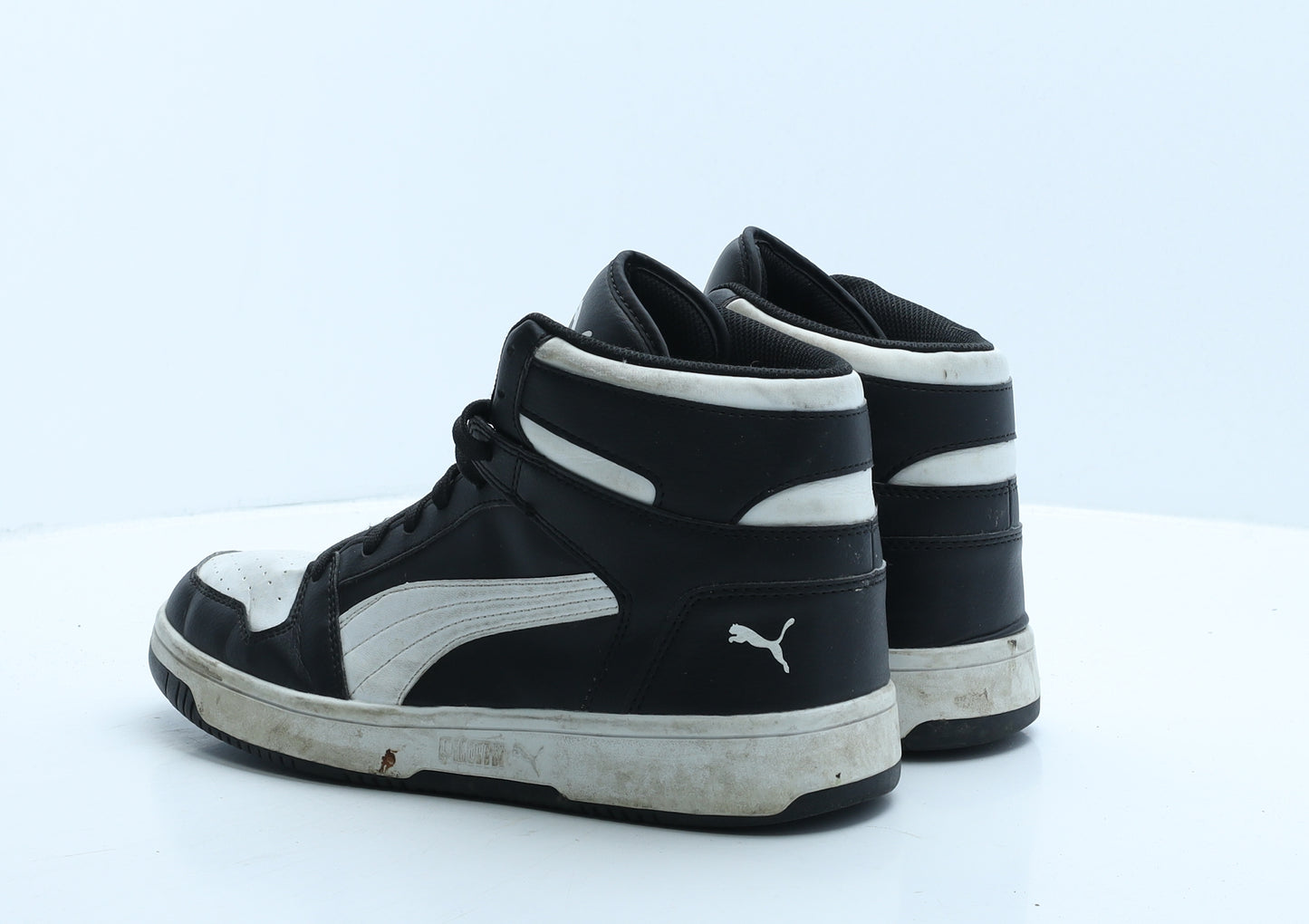PUMA Mens Black Colourblock Leather Trainer UK 9 43