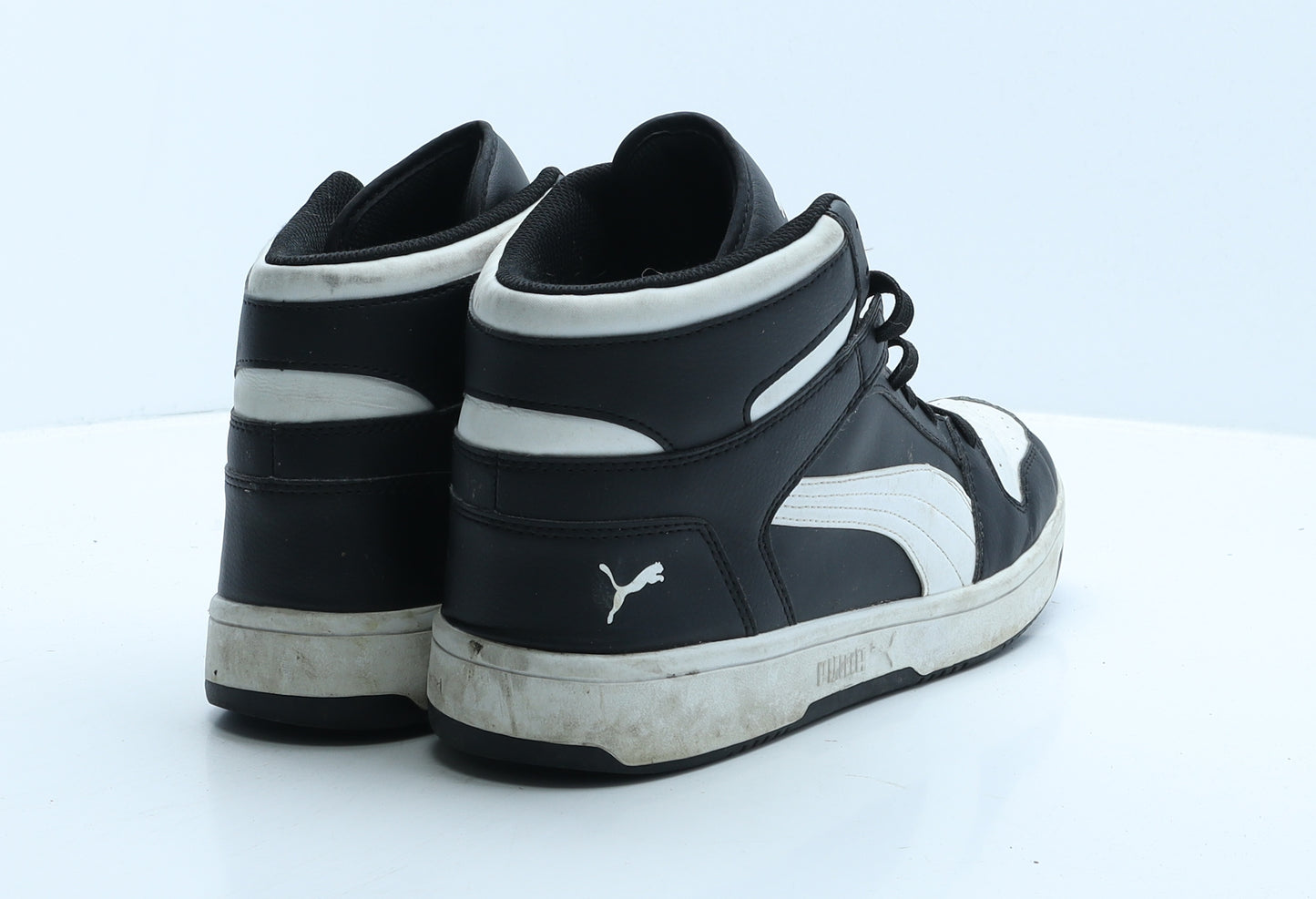 PUMA Mens Black Colourblock Leather Trainer UK 9 43