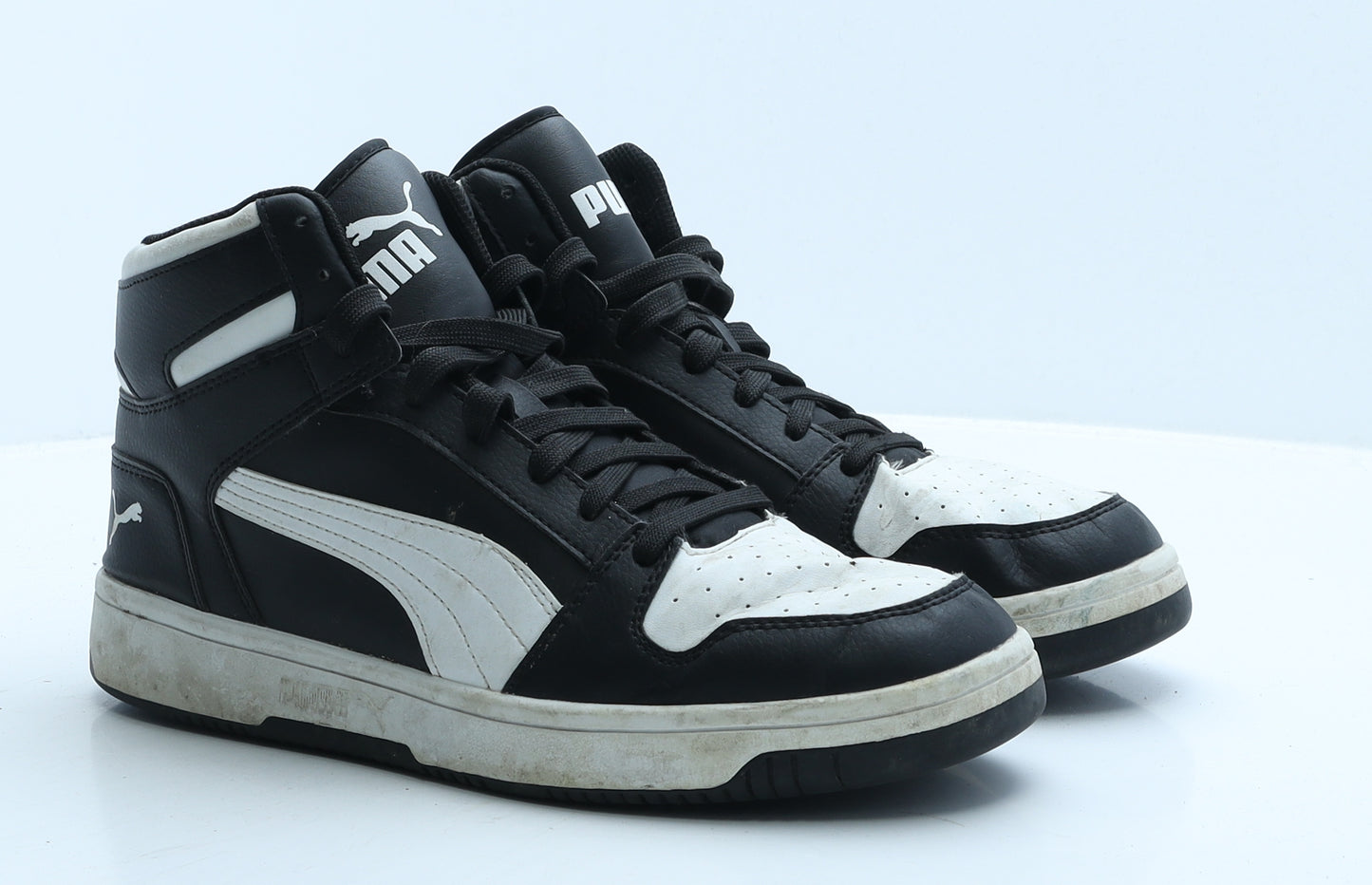 PUMA Mens Black Colourblock Leather Trainer UK 9 43