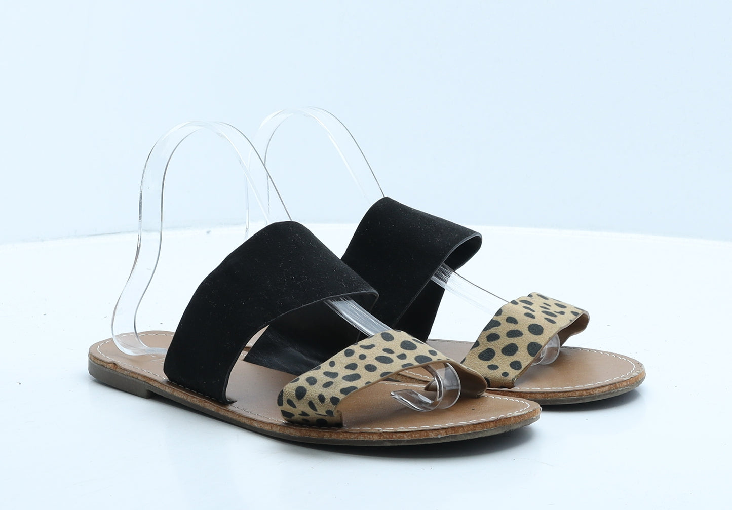 F&F Womens Brown Animal Print Suede Slip On Flat UK 7 41 - Leopard Print