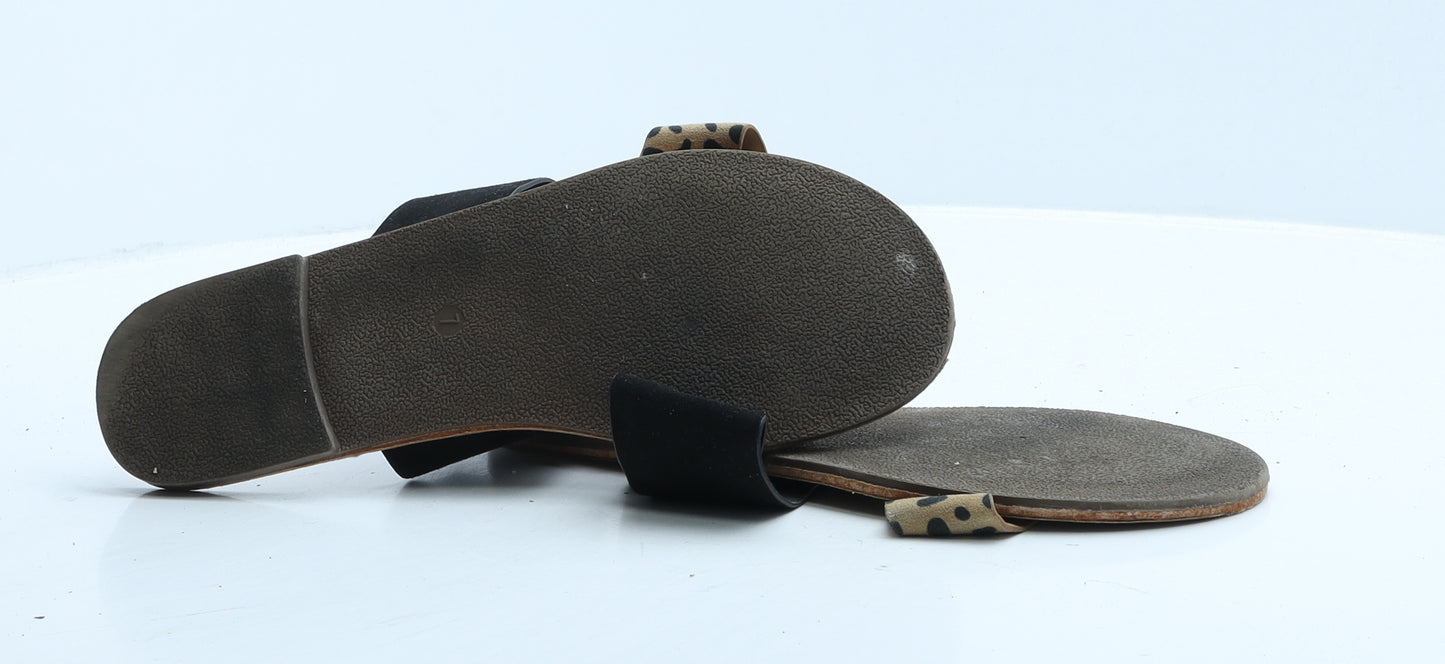 F&F Womens Brown Animal Print Suede Slip On Flat UK 7 41 - Leopard Print