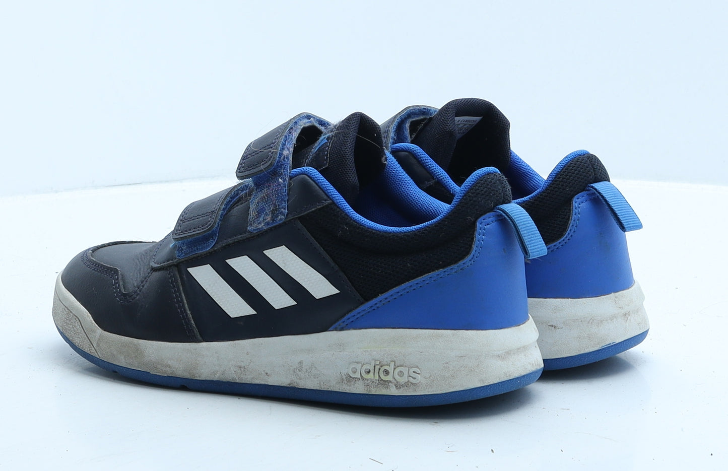 adidas Boys Blue Striped Leather Trainer UK 3 35.5