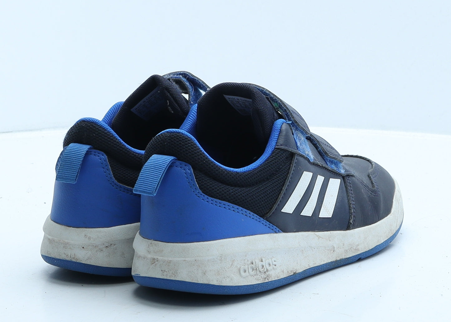 adidas Boys Blue Striped Leather Trainer UK 3 35.5