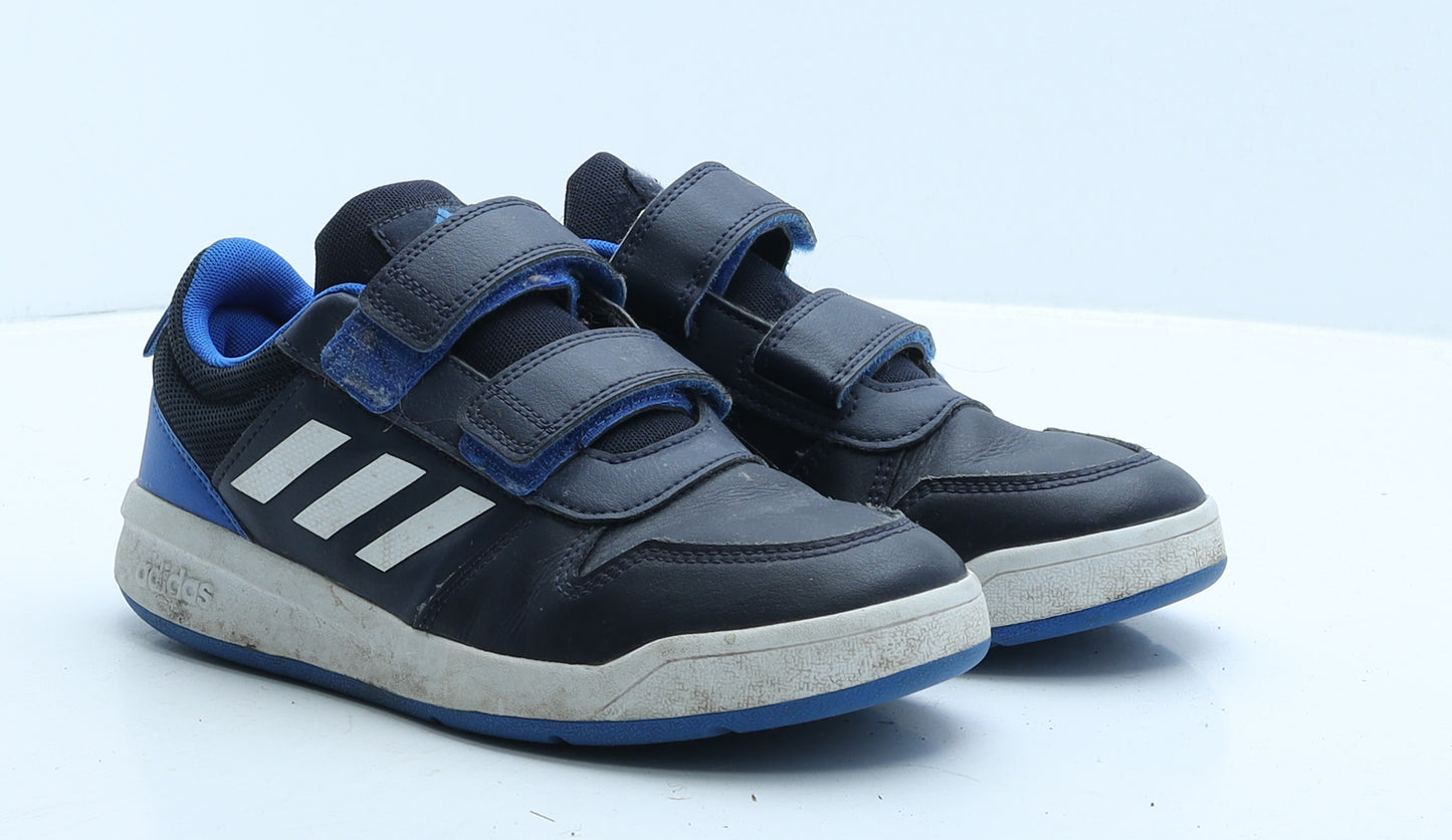 adidas Boys Blue Striped Leather Trainer UK 3 35.5