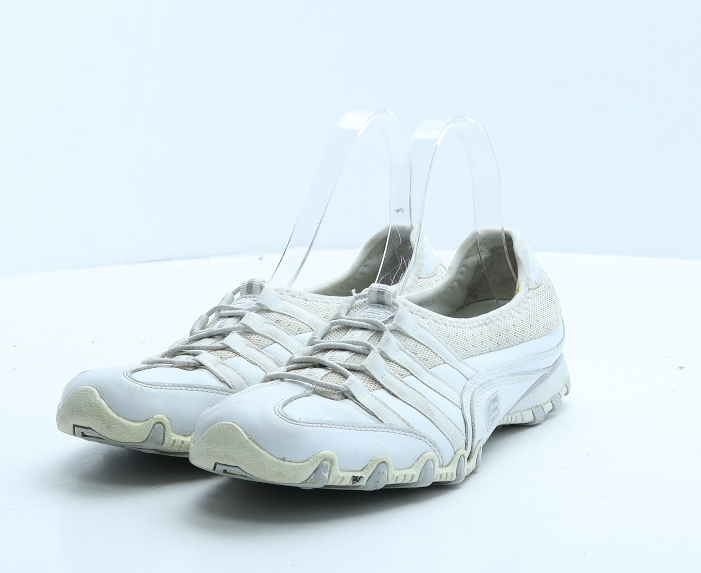 Skechers Womens White Geometric Leather Trainer UK 5 38