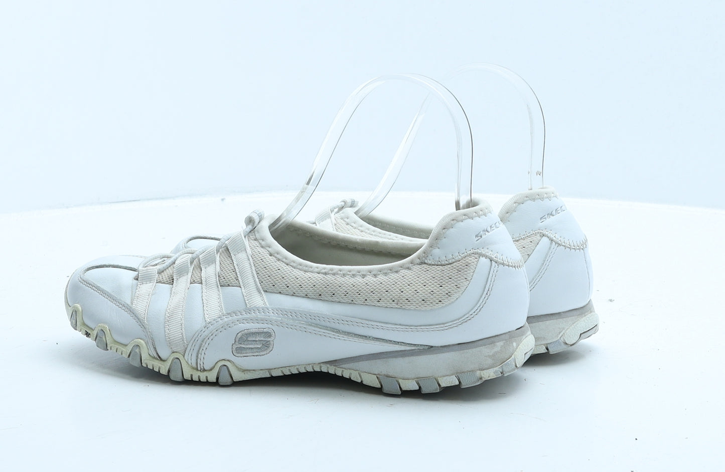 Skechers Womens White Geometric Leather Trainer UK 5 38