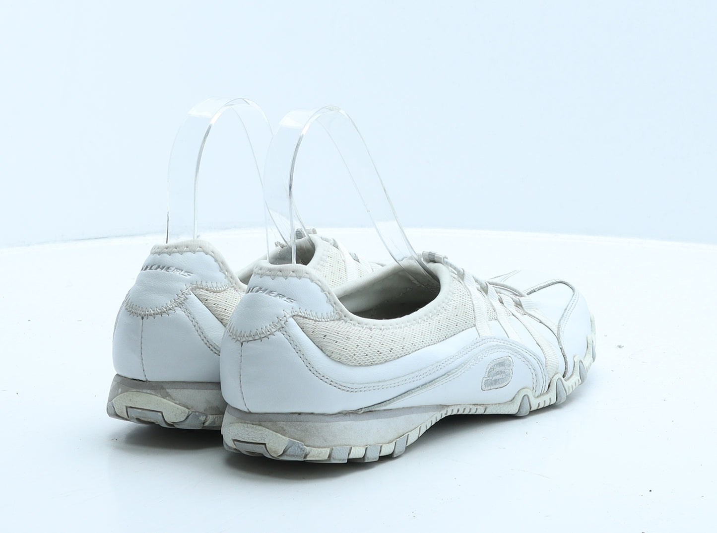 Skechers Womens White Geometric Leather Trainer UK 5 38