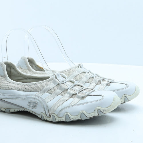 Skechers Womens White Geometric Leather Trainer UK 5 38