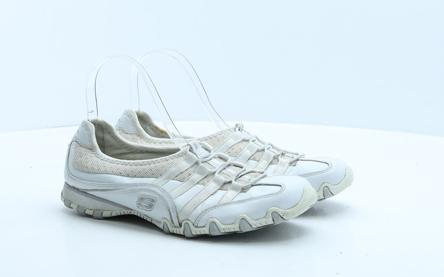 Skechers Womens White Geometric Leather Trainer UK 5 38