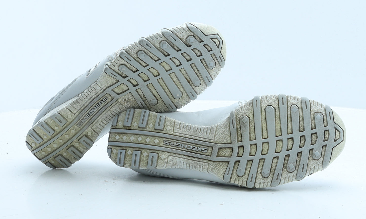 Skechers Womens White Geometric Leather Trainer UK 5 38