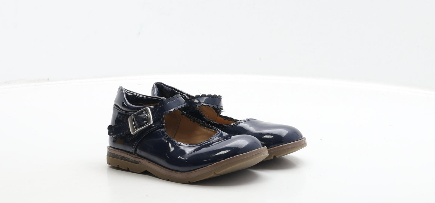 Mothercare Girls Blue Patent Leather Mary Jane Casual UK 8 25
