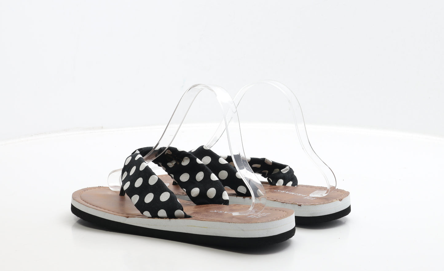 Primark Womens Black Polka Dot Polyester Thong Sandal UK 7 40