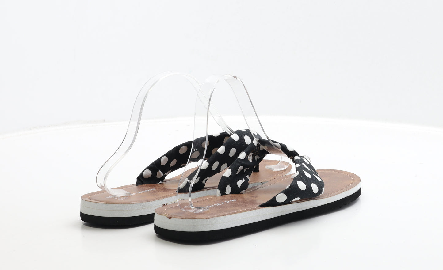 Primark Womens Black Polka Dot Polyester Thong Sandal UK 7 40