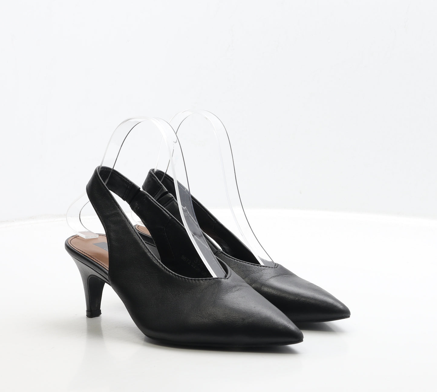 Marks and Spencer Womens Black Leather Slingback Heel UK 3.5