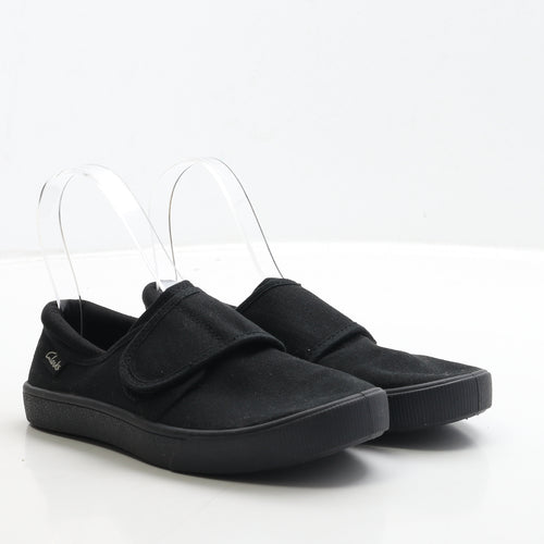 Clarks Boys Black Fabric Trainer Casual UK 1.5 33.5