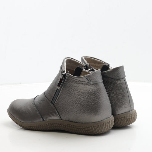 Damart Womens Silver Leather Bootie Boot UK 5 38