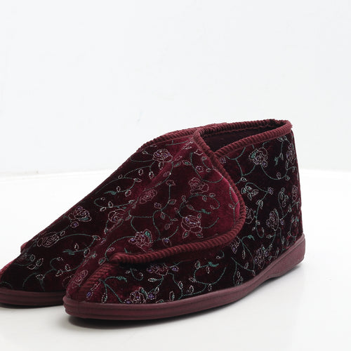 Softredz Womens Red Floral Polyester Bootie Slipper UK