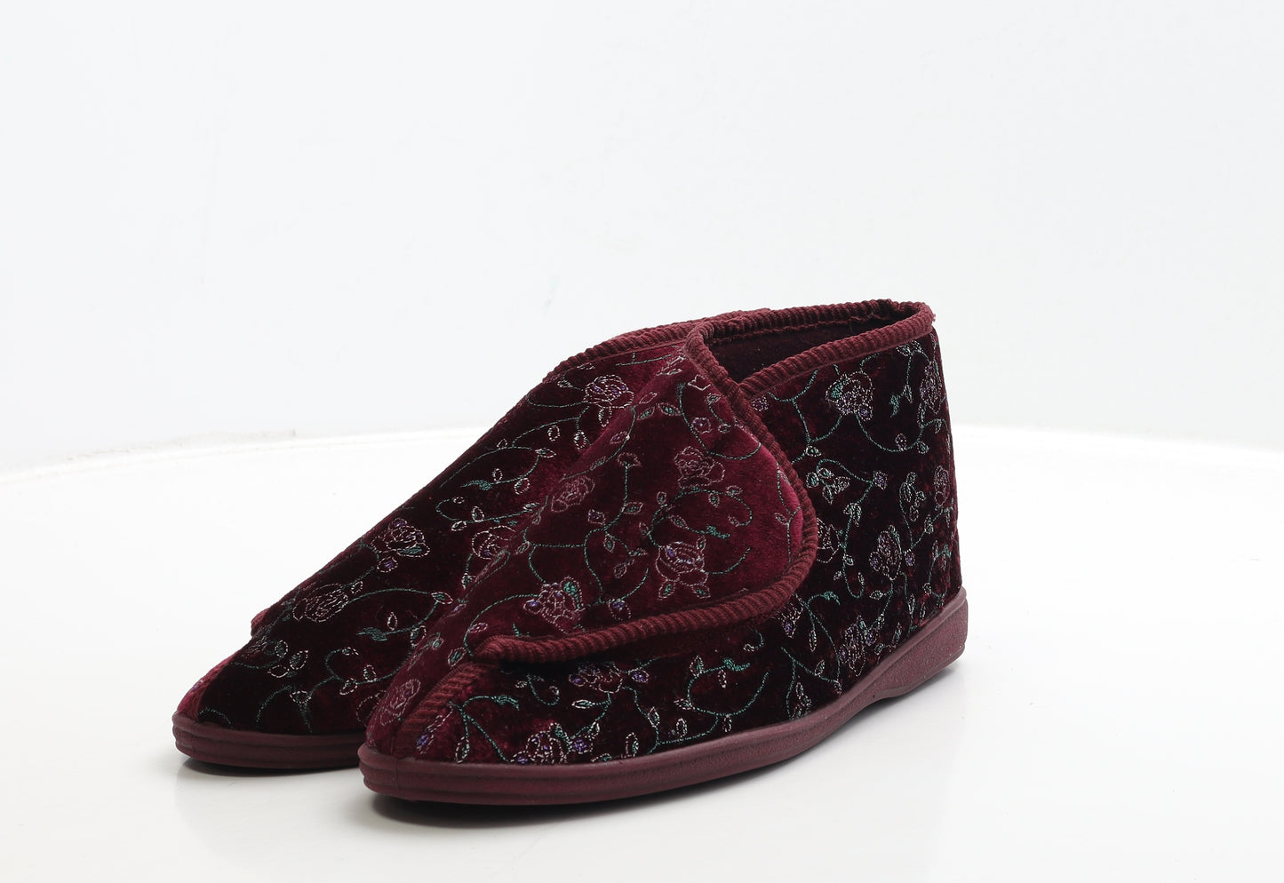 Softredz Womens Red Floral Polyester Bootie Slipper UK