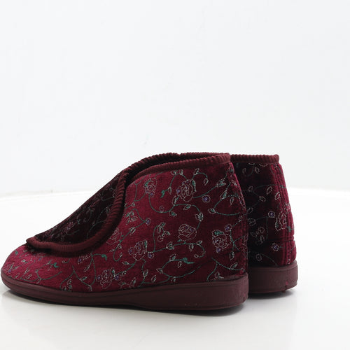 Softredz Womens Red Floral Polyester Bootie Slipper UK