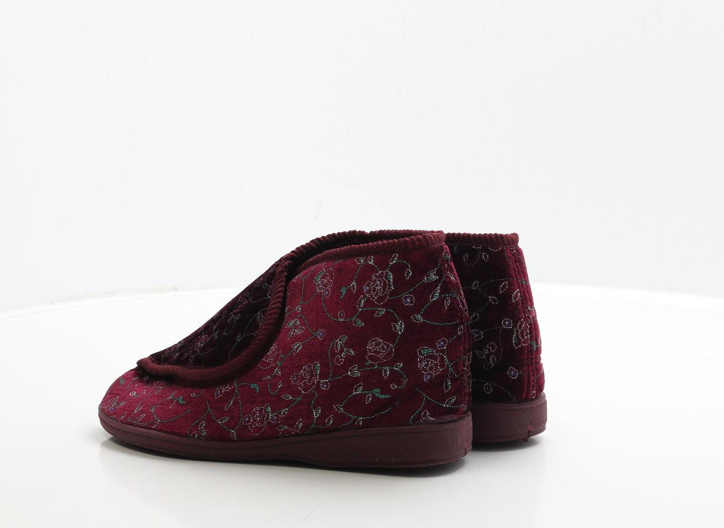 Softredz Womens Red Floral Polyester Bootie Slipper UK