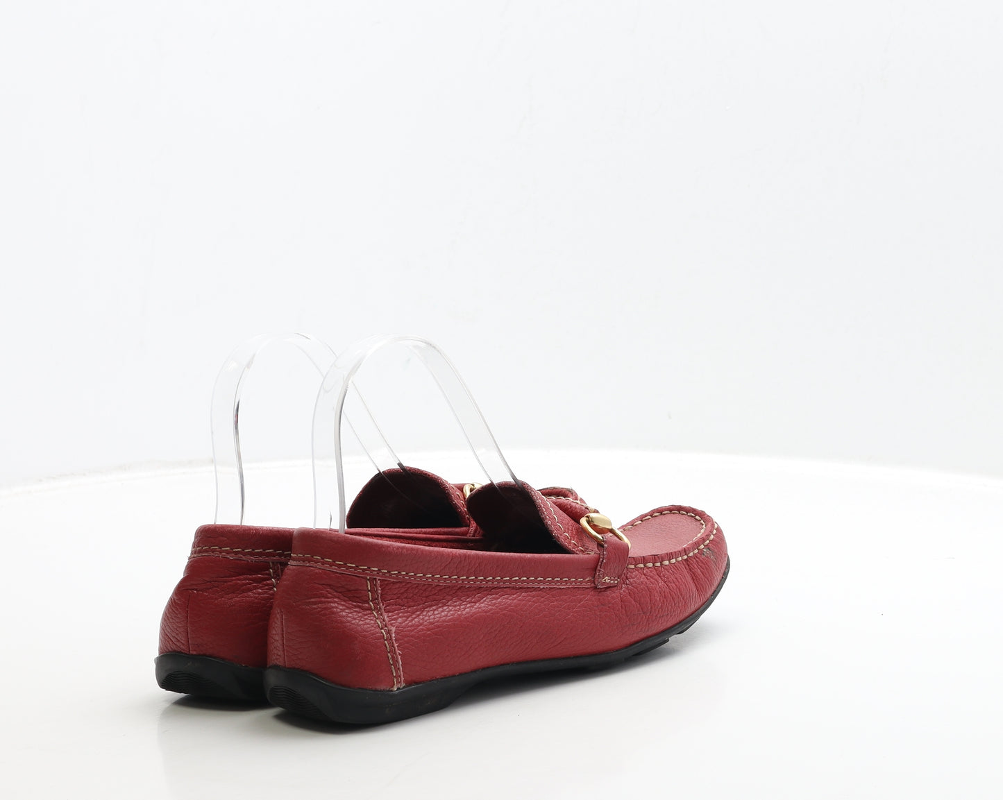 Marks and Spencer Womens Red Leather Loafer Flat UK 5 - FootGlove