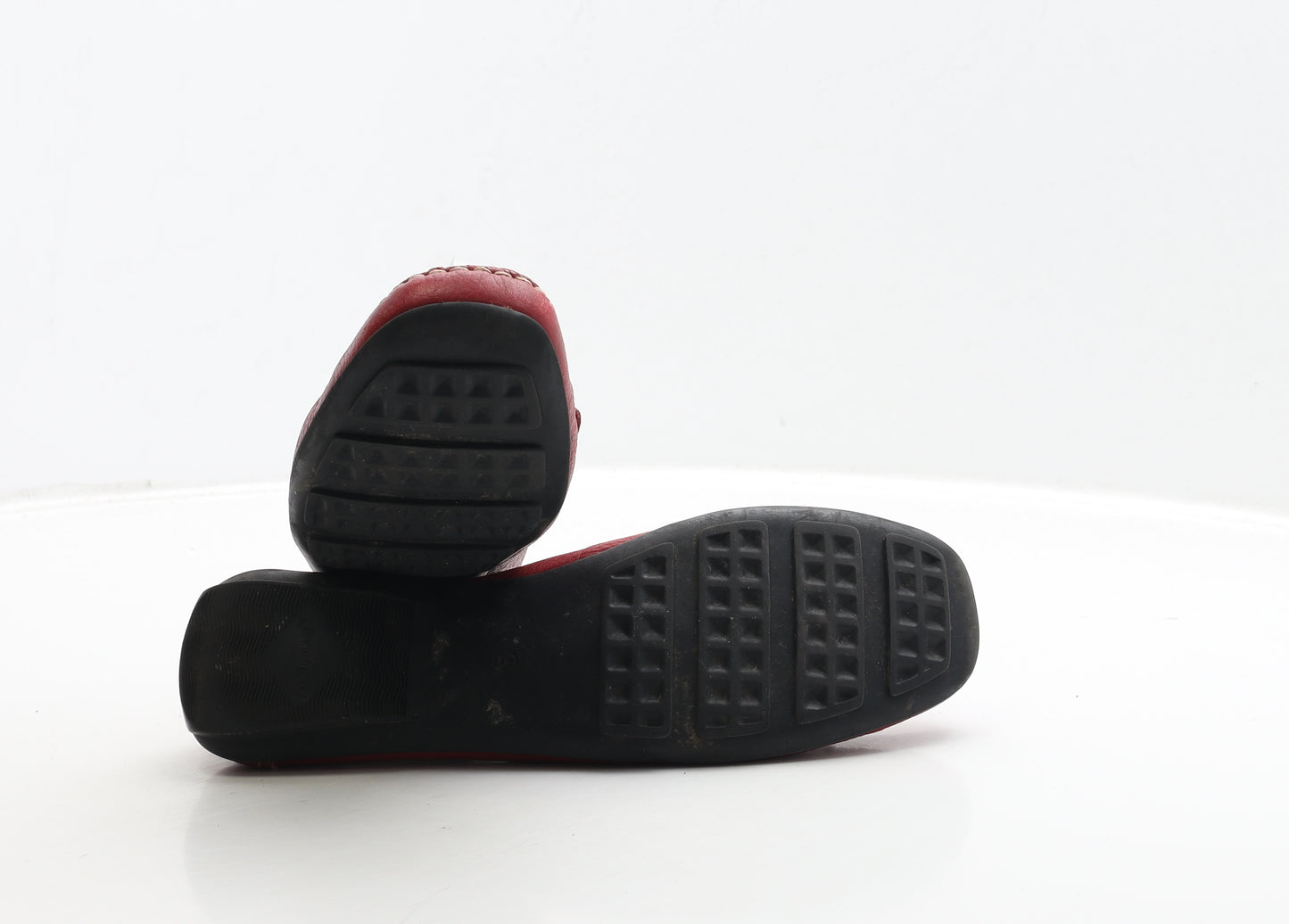 Marks and Spencer Womens Red Leather Loafer Flat UK 5 - FootGlove