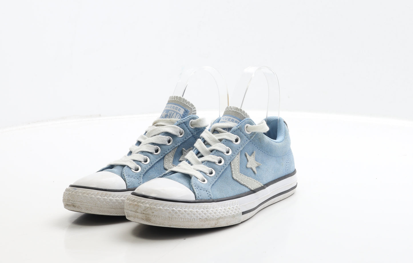Converse Girls Blue Suede Trainer UK 1 33 - Star Detail