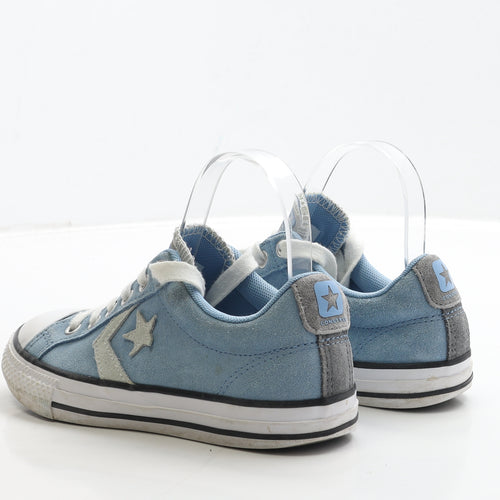 Converse Girls Blue Suede Trainer UK 1 33 - Star Detail