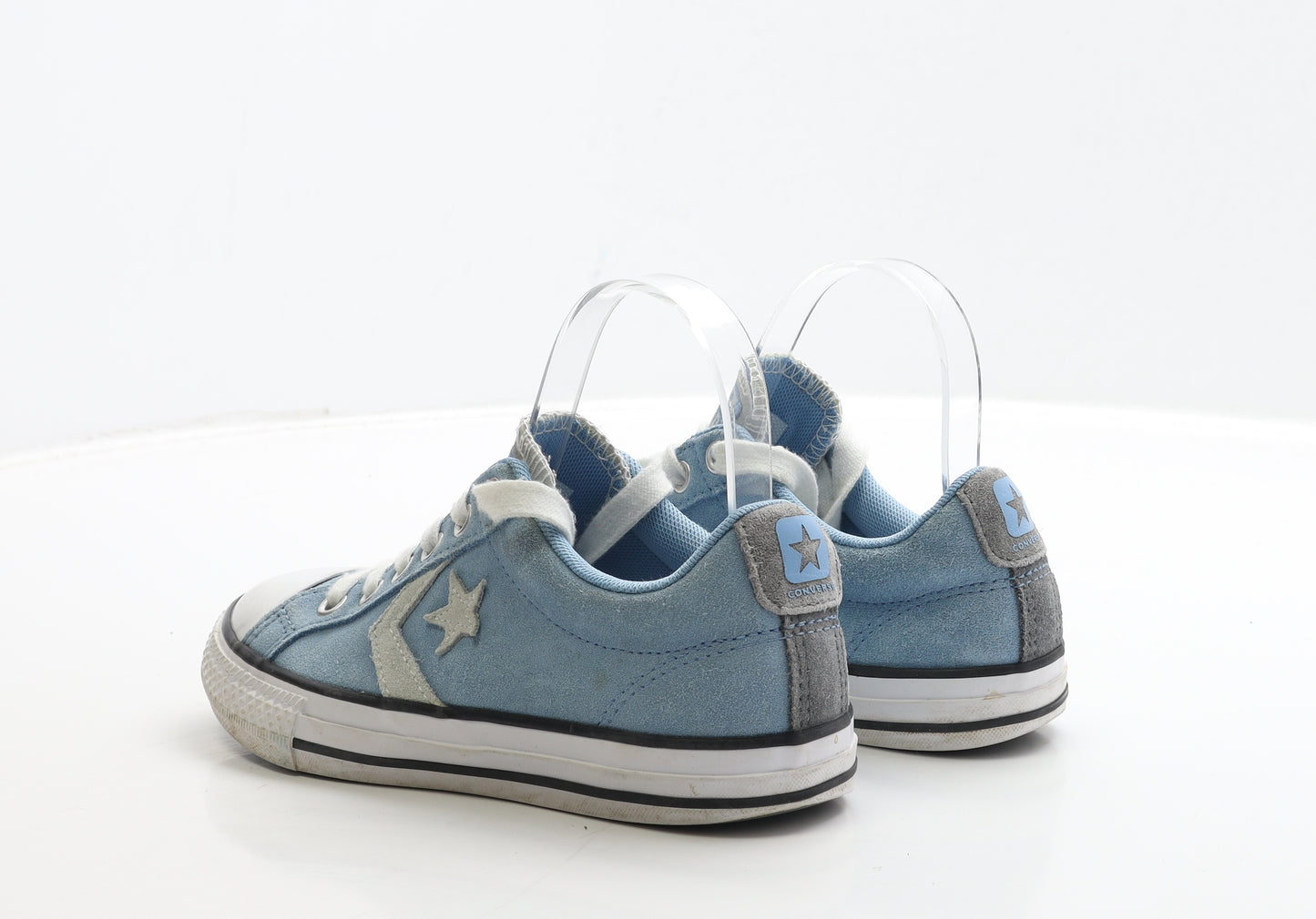 Converse Girls Blue Suede Trainer UK 1 33 - Star Detail