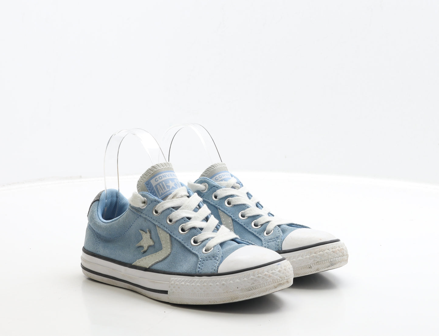 Converse Girls Blue Suede Trainer UK 1 33 - Star Detail