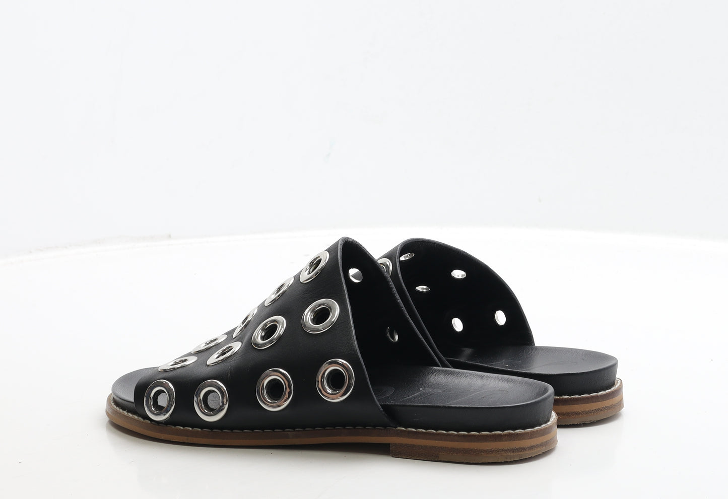 Jigsaw Womens Black Geometric Leather Slip On Sandal UK 6 39