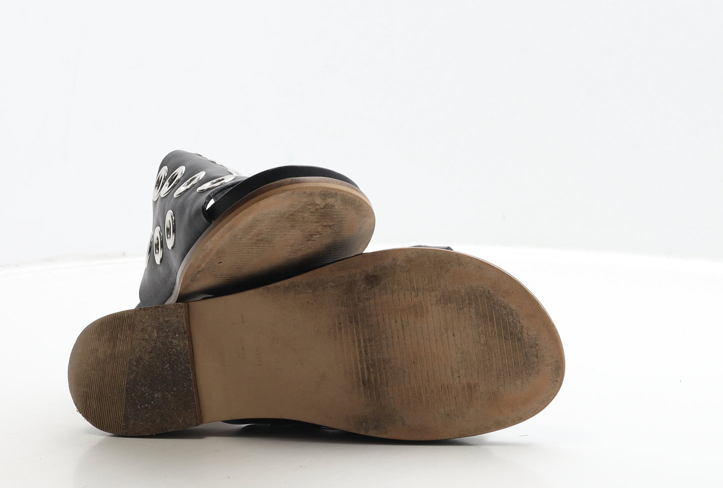 Jigsaw Womens Black Geometric Leather Slip On Sandal UK 6 39