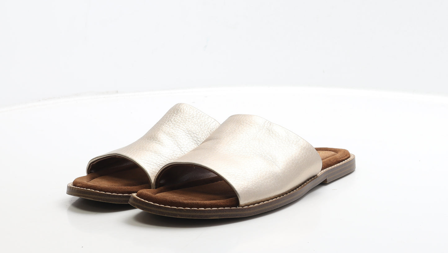 Per Una Womens Gold Leather Slip On Sandal UK 6