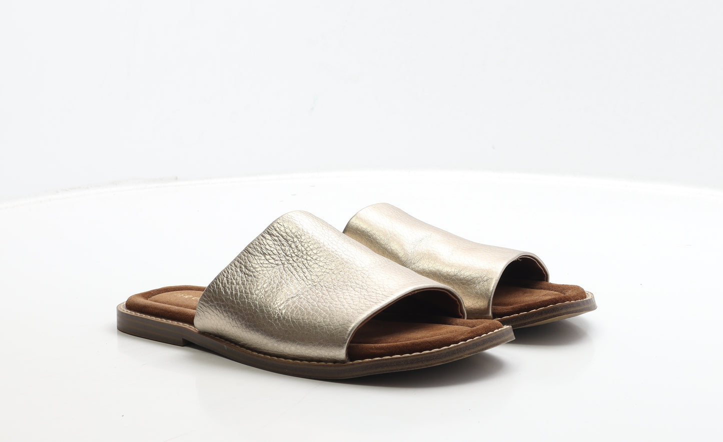 Per Una Womens Gold Leather Slip On Sandal UK 6