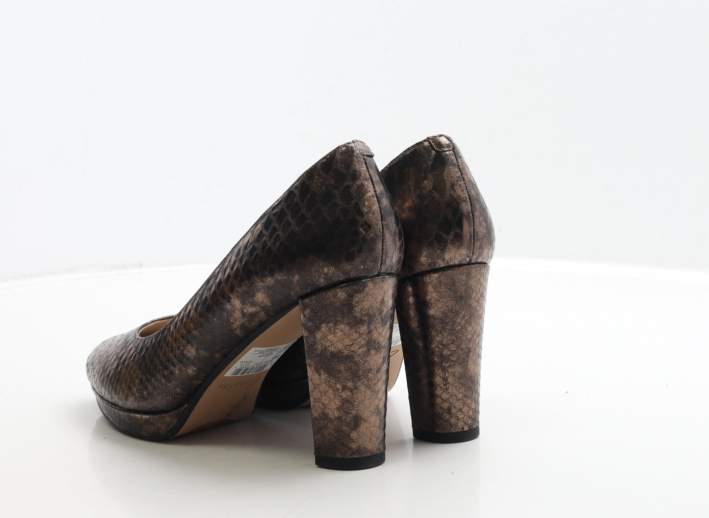 Clarks Womens Brown Geometric Leather Court Heel UK 7