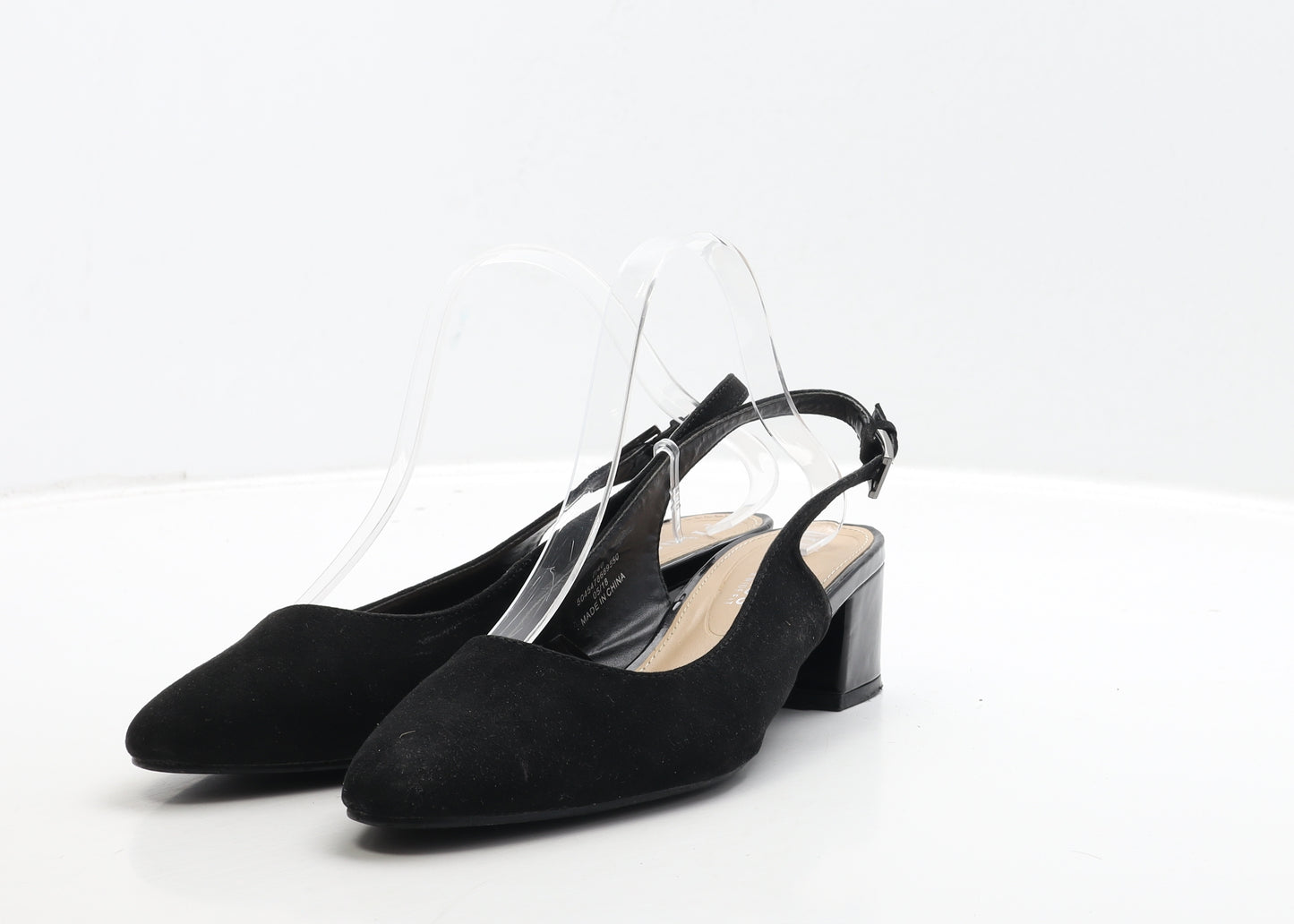 Principles Womens Black Suede Slingback Heel UK 7 40 - Wide Fit