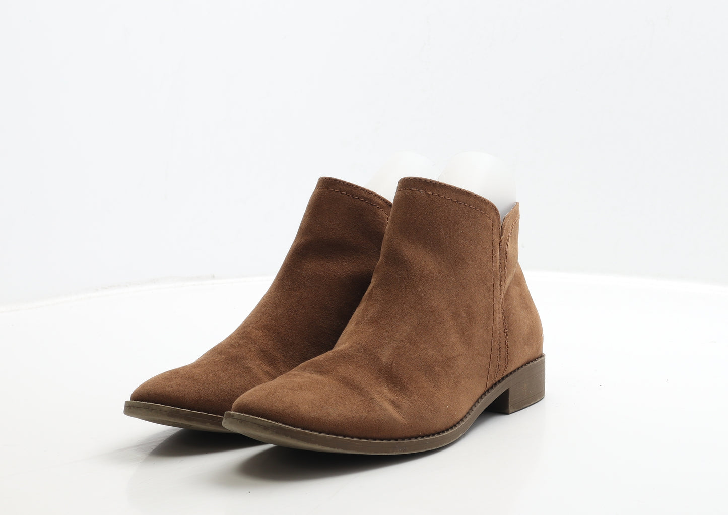 F&F Womens Brown Leather Bootie Boot UK 6 39