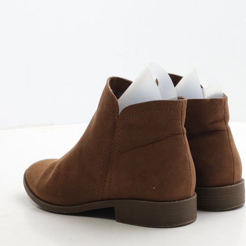 F&F Womens Brown Leather Bootie Boot UK 6 39