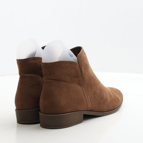 F&F Womens Brown Leather Bootie Boot UK 6 39
