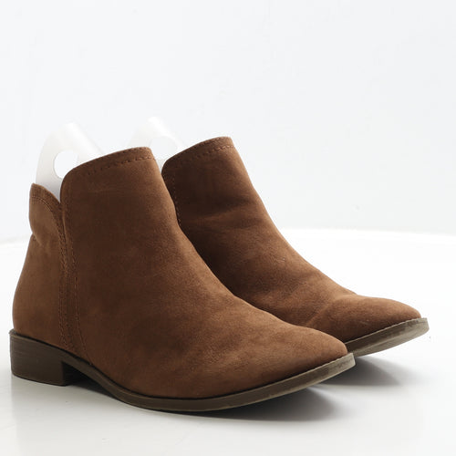 F&F Womens Brown Leather Bootie Boot UK 6 39