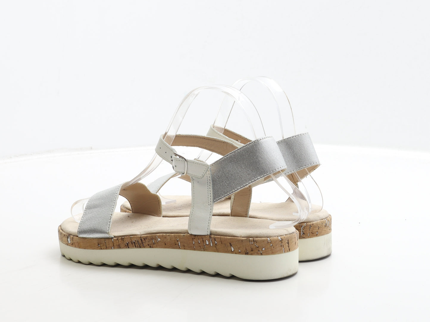 Marks and Spencer Womens Silver Polyester Strappy Sandal UK 4