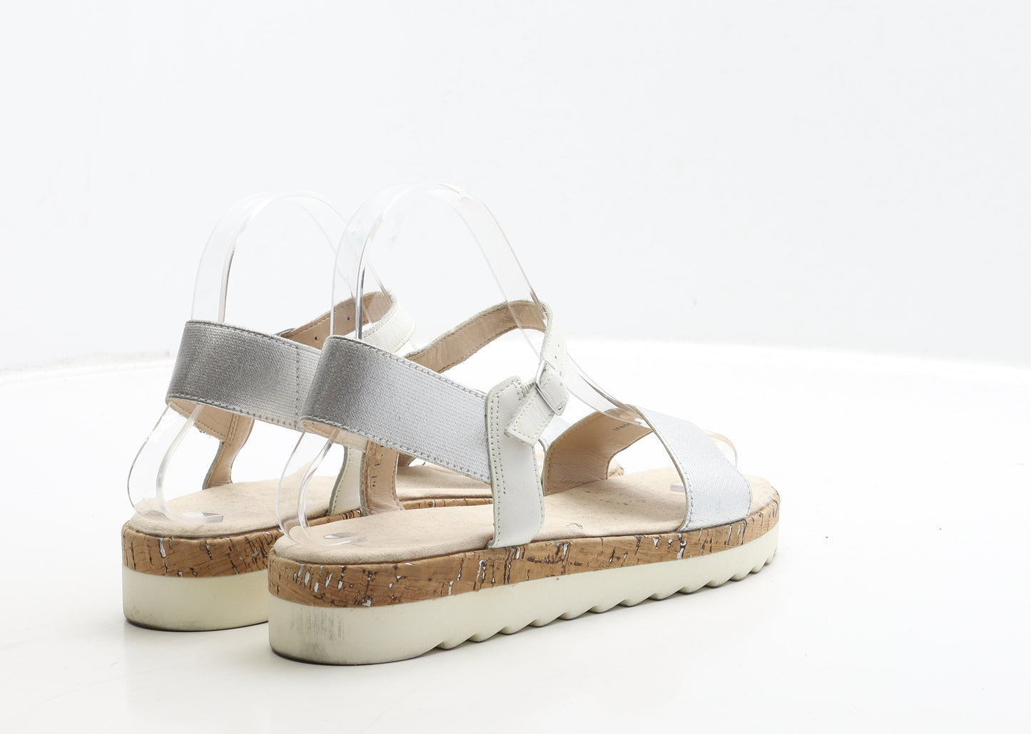 Marks and Spencer Womens Silver Polyester Strappy Sandal UK 4