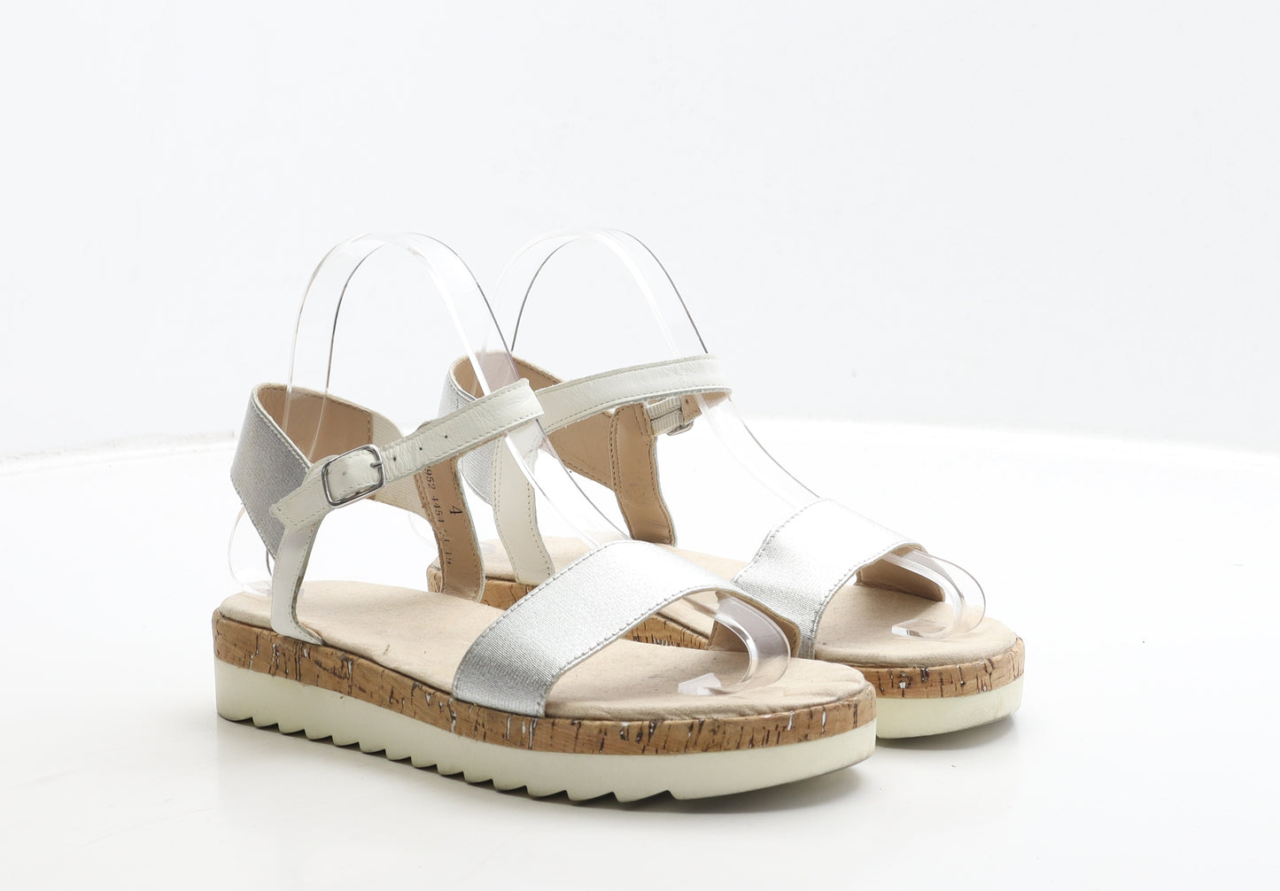 Marks and Spencer Womens Silver Polyester Strappy Sandal UK 4