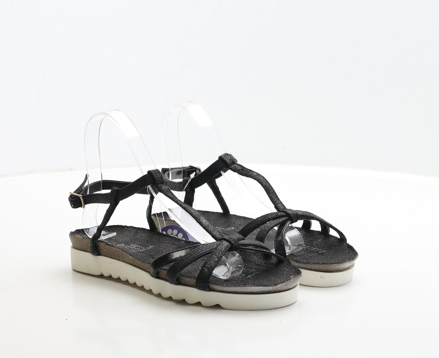 Chalada Womens Black Leather Strappy Sandal UK 4 37