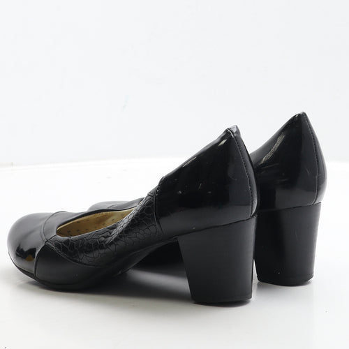 L&S Womens Black Geometric Polyester Court Heel UK 6