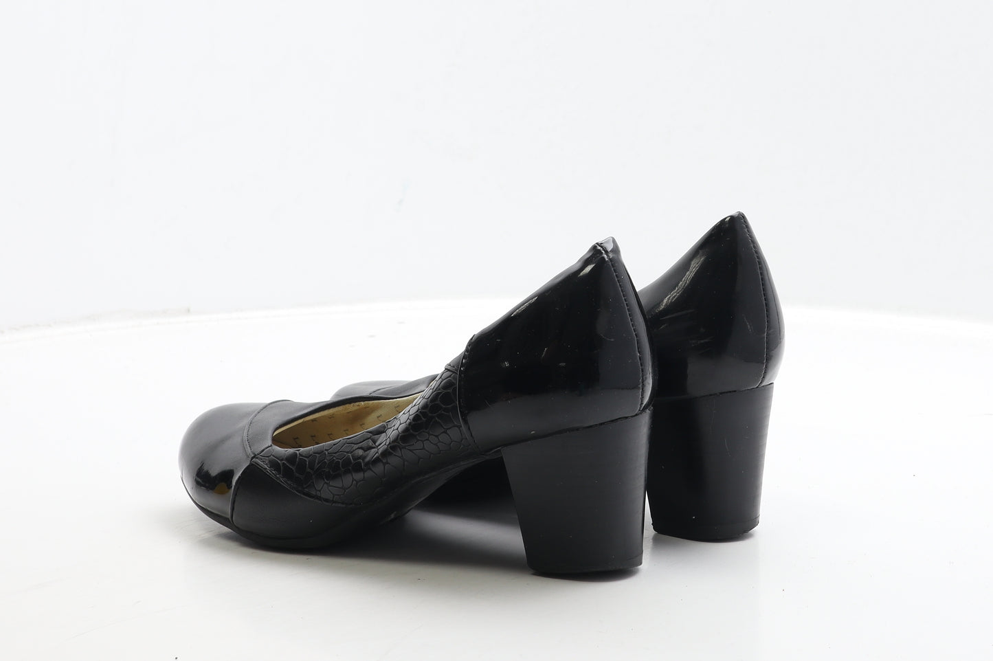 L&S Womens Black Geometric Polyester Court Heel UK 6