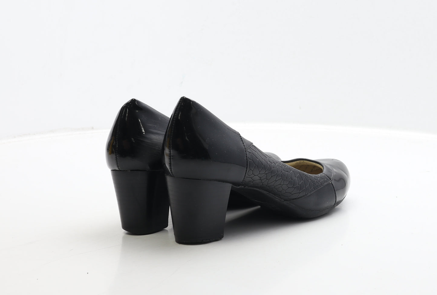 L&S Womens Black Geometric Polyester Court Heel UK 6